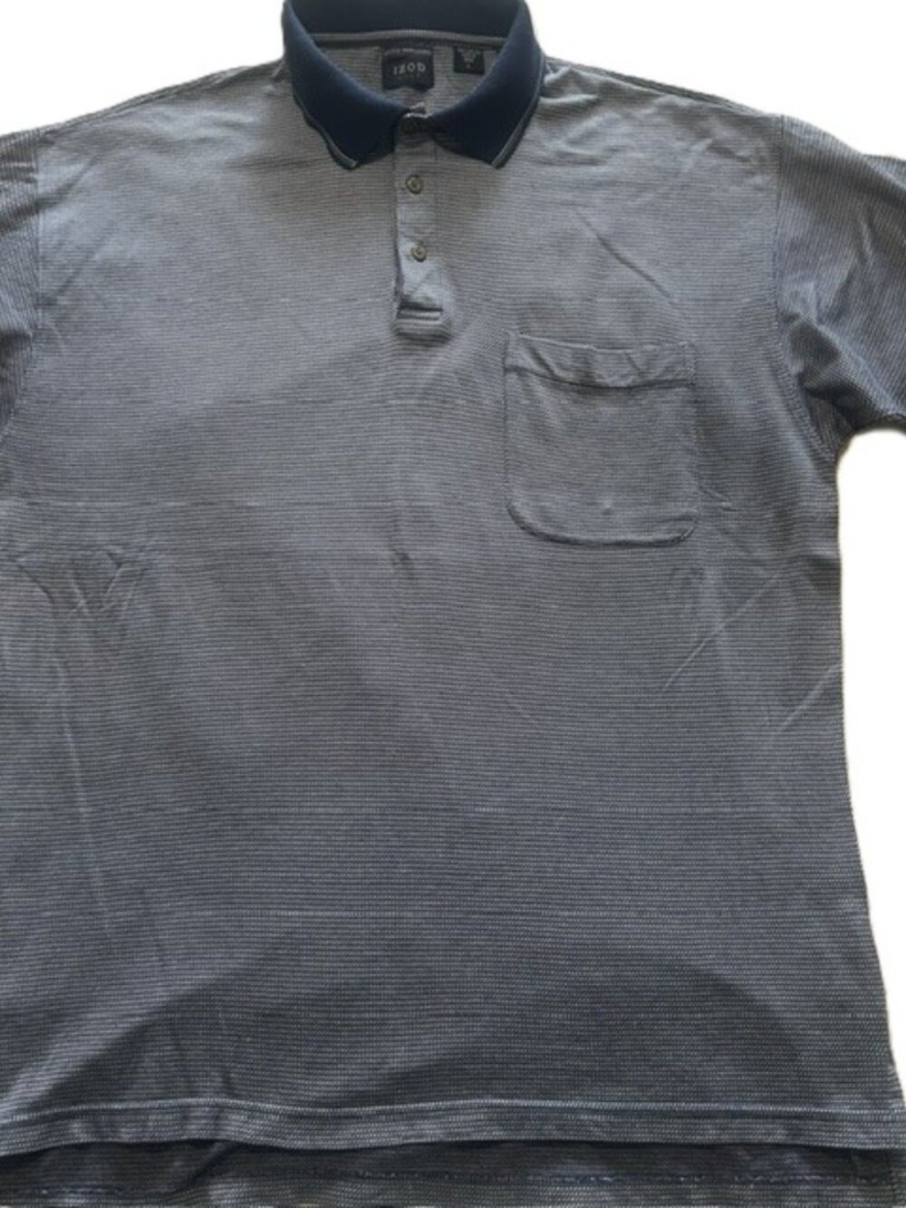 Vtg Izod Golf Mens Shirt L Blue 100% Cotton Double Mercerized Short Sleeves Read